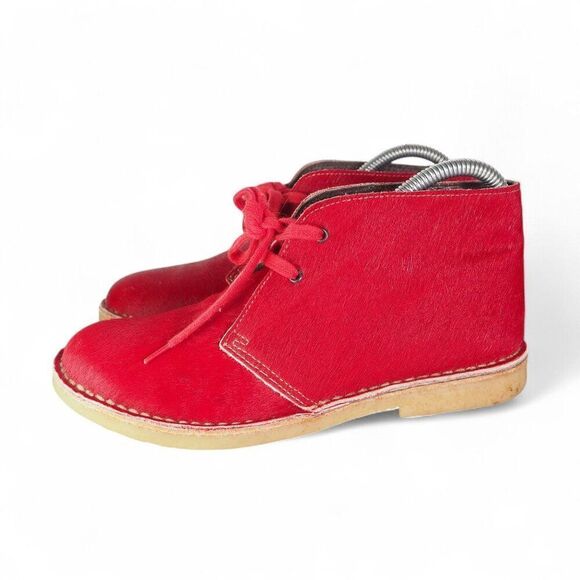 MiMao Calf Hair Classic Crepe Sole Chukka Boots 'Red" Women's 7/37 - Picture 2 of 11